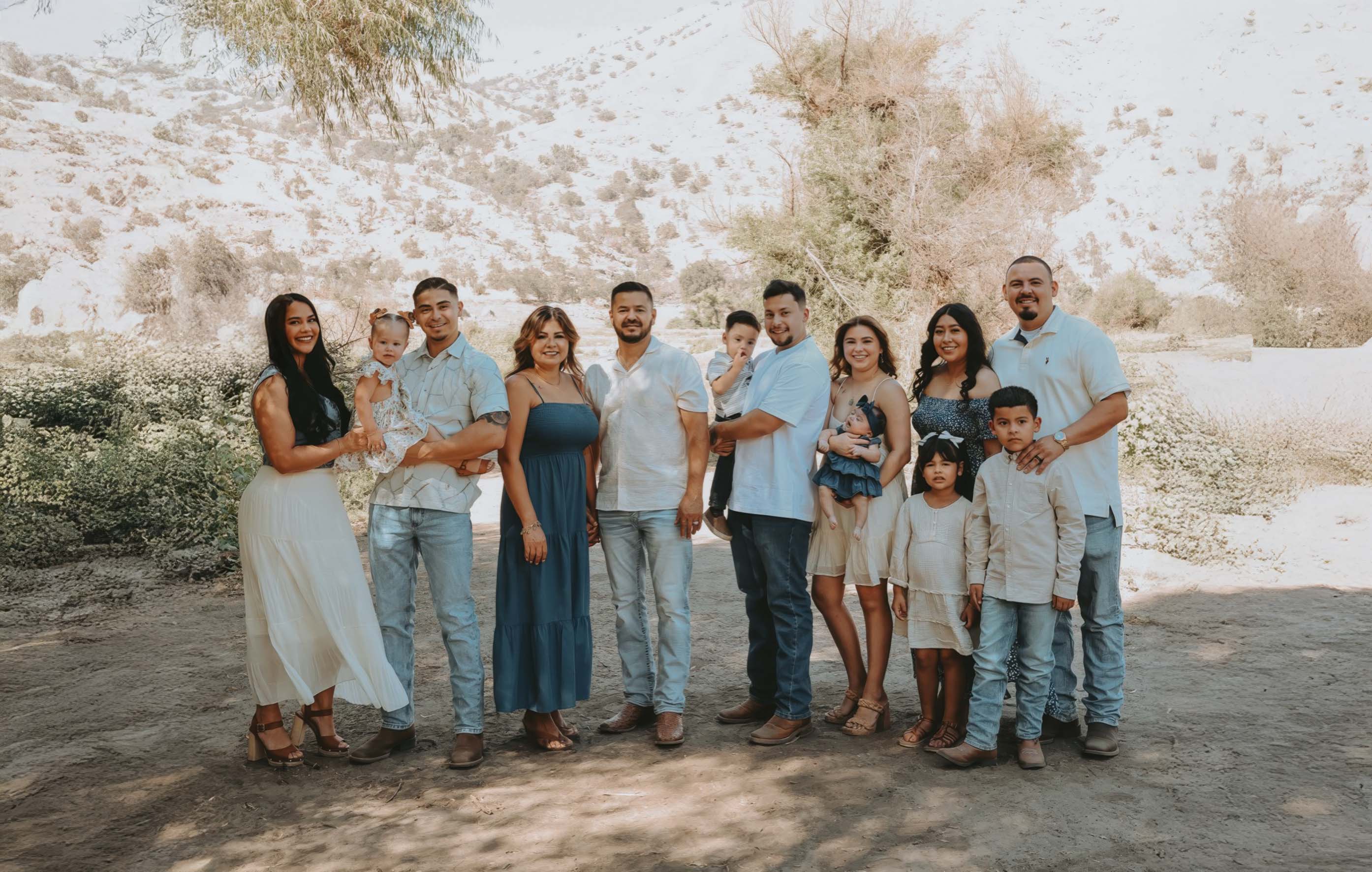 The Gallardo family photographed together outdoors